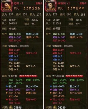 大皇帝刘备军团神将属性一览