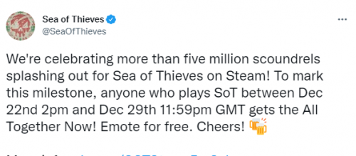 《盗贼之海》Steam销量破500万份 免费发放动作表情