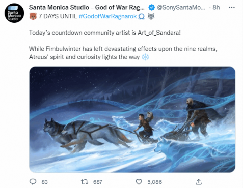 《战神：诸神黄昏》发售倒计时7天 官方分享社区艺术图