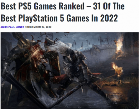 外媒盘点2022年优秀PS5游戏 《战神：诸神黄昏》第一
